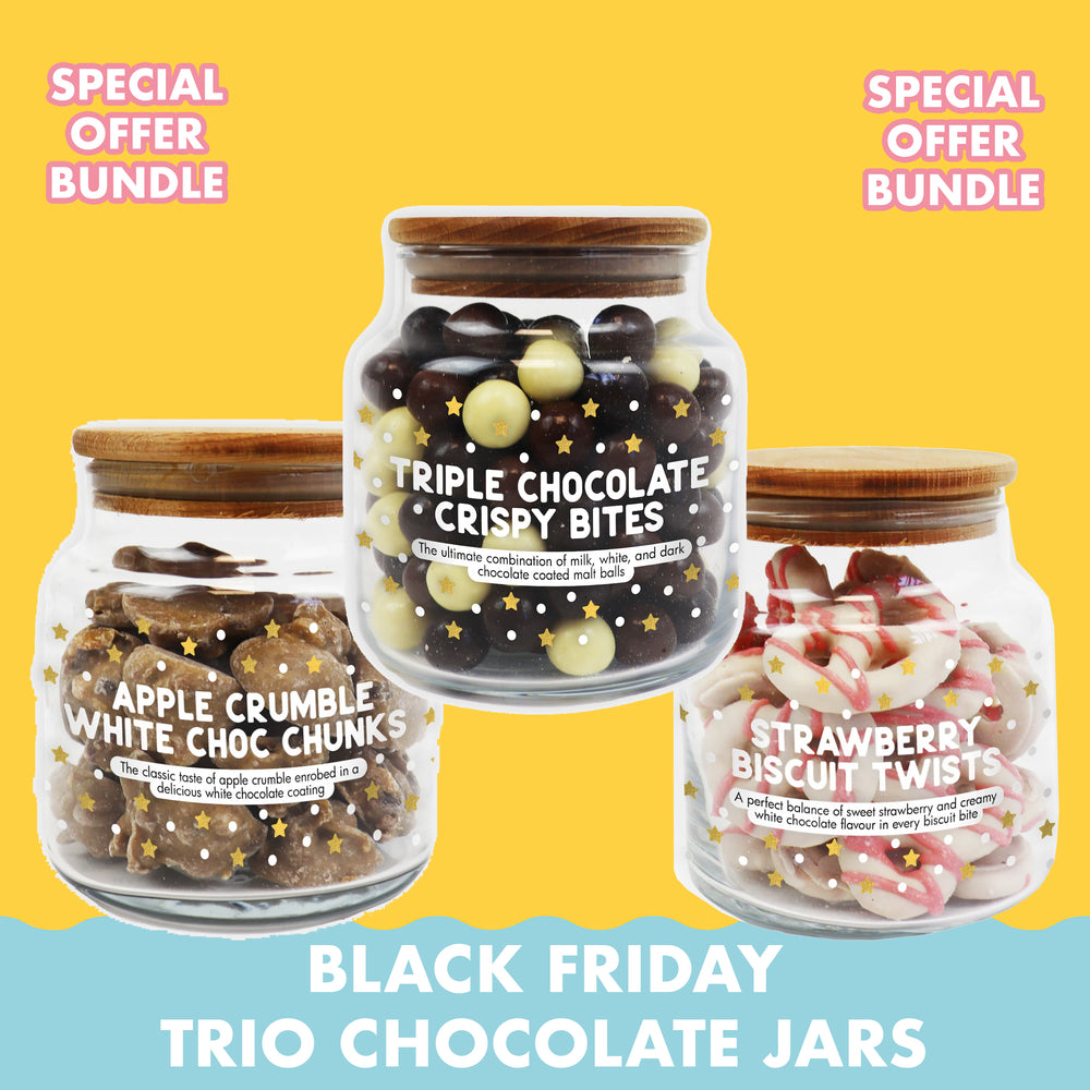 
                
                    Load image into Gallery viewer, BLACK FRIDAY SPECIAL OFFER - Deluxe Chocolate Jars Trio Bundle
                
            