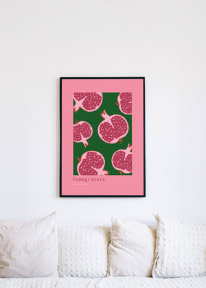Pomegranate Design Art Print A3 | Pomegranate Fruit Wall Decor