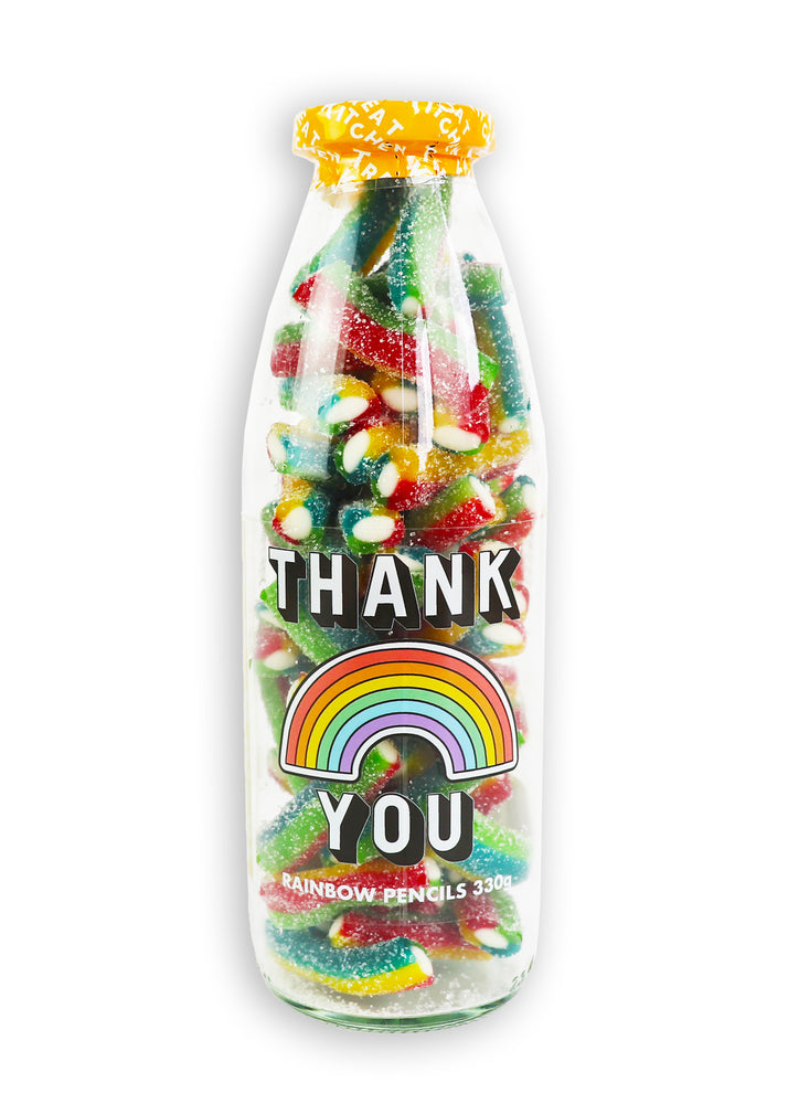 ‘Thank You’ Fizzy Rainbow Pencils Message Bottle 330g